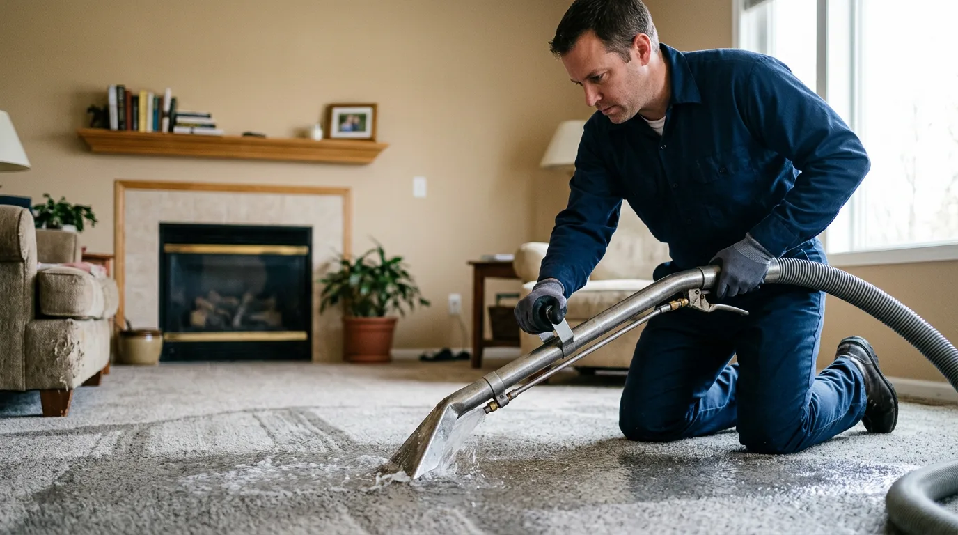 Water damage restoration technician working near Rochester, MN